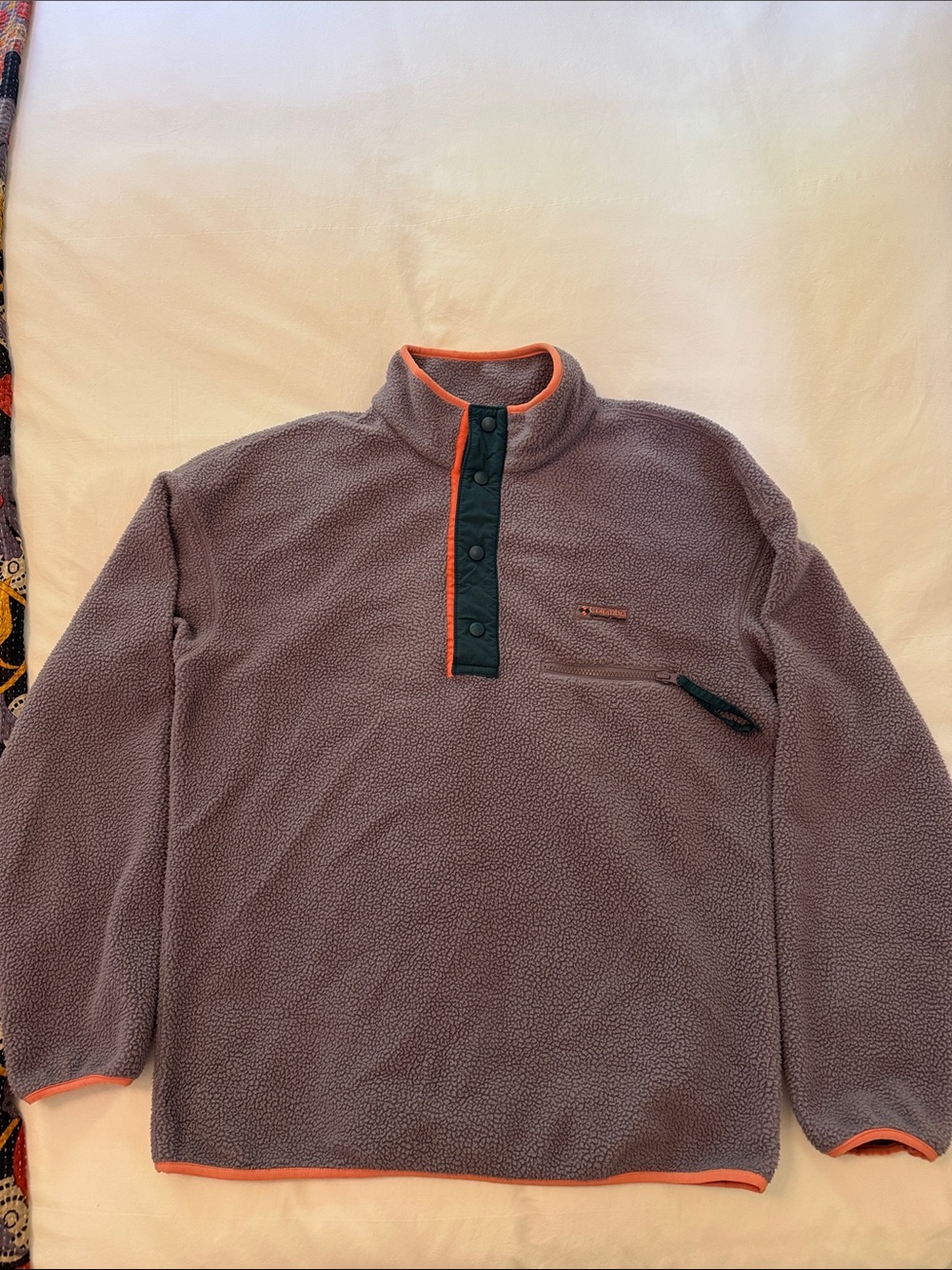 Columbia Snap-Front Fleece Pullover in Mauve with Salmon Trim (Men’s)